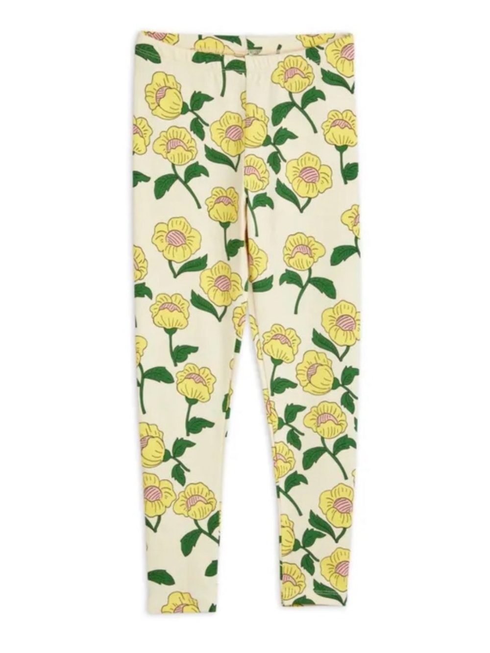 Mini Rodini Organic Cotton Flower Leggings | Yellow